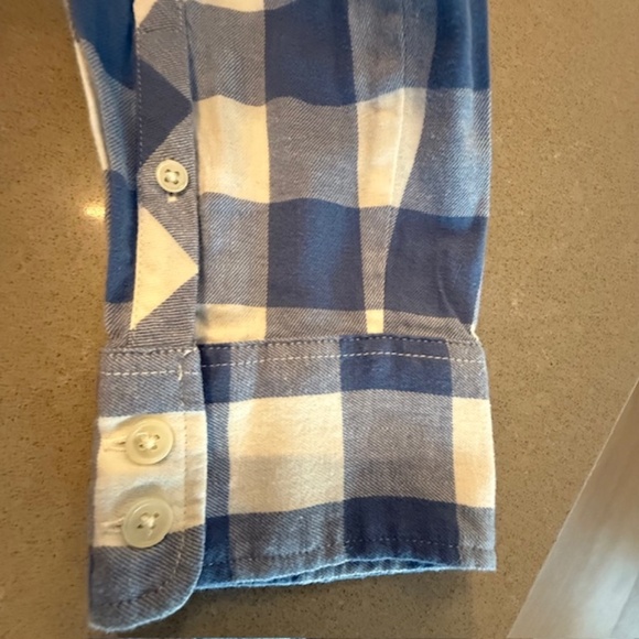 NWOT J. Crew Factory Blue & White Plaid XL Flannel Button Women's Shirt - Picture 8 of 10